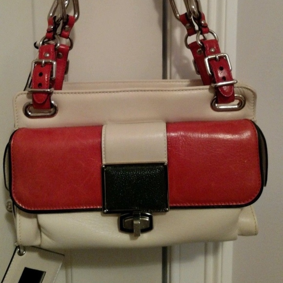 Balenciaga "Cherche" Tan, black/ red shoulder bag - Picture 1 of 8